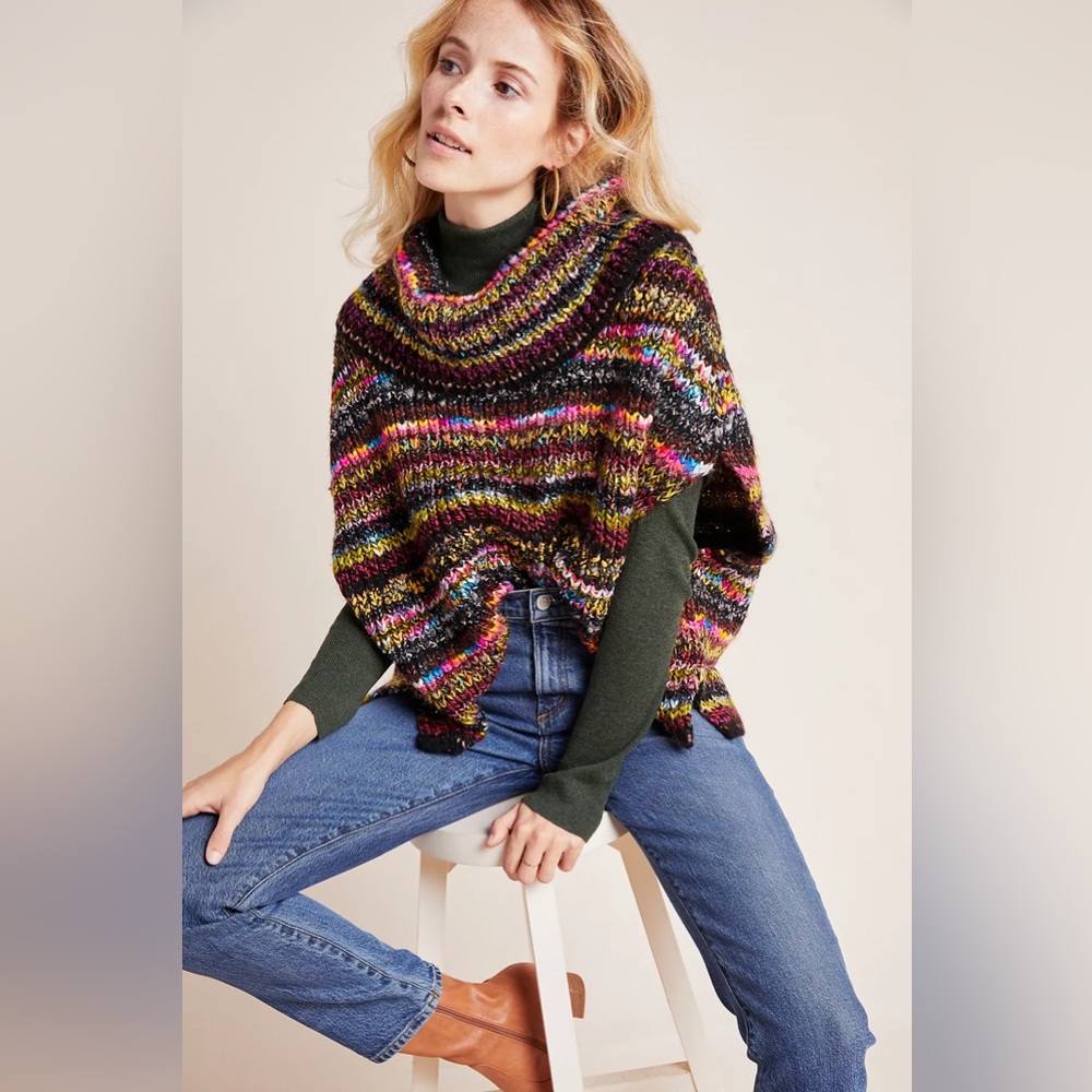 Anthropologie Piera Knit Turtleneck Poncho Sweater - XS/S